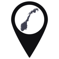 Black Pointer or pin location with Norwaymap inside. Map of Norway png