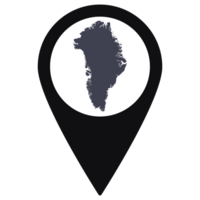 Preto ponteiro ou PIN localização com Groenlândia mapa dentro. mapa do Groenlândia png