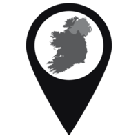 Black Pointer or pin location with Ireland and North map inside. Map of Ireland and North png