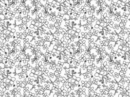 black and white monochrome seamless doodle floral pattern vector