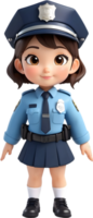 ai généré police officier dessin animé fille png