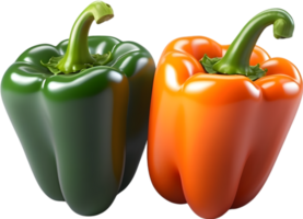 AI generated two peppers, one green and one orange png