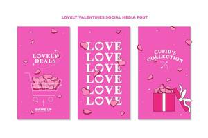 Trendy contemporary pink color with playful Lovely Valentine's day promotion theme template in a set for banner, feed, background and ads vector