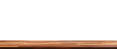 Empty wooden table  front view on a white background photo