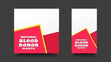 National blood donor month vector design with copy space area. Template for campaign, social media, background, banner