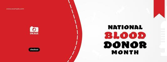 National blood donor month vector design with copy space area. Template for campaign, background, banner