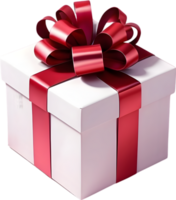 AI generated a gift box with red ribbon on it png