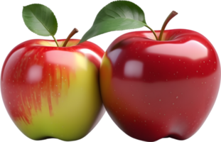 AI generated an apple with a green leaf on it png
