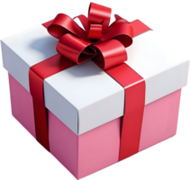 AI generated a gift box with red ribbon on it png