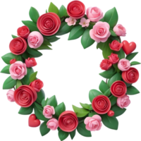 AI generated a wreath with flowers for valentine png