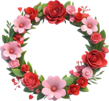 AI generated a wreath with flowers for valentine png