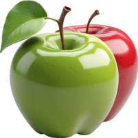 AI generated an apple with a green leaf on it png