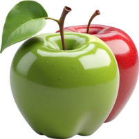 ai generado un manzana con un verde hoja en eso png