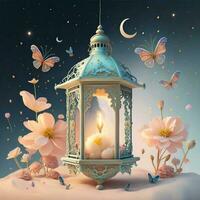 AI generated An ethereal and dreamy rendition of a lantern, with soft pastel colors Ai generated photo