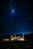 AI generated Nightfall Serenity Of Islamic Mosque in Cosmic Embrace photo