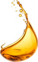 AI generated golden yellow splash oil isolated for cosmetic product. png