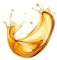 AI generated golden yellow splash oil isolated for cosmetic product. png