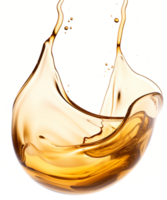 AI generated golden yellow splash oil isolated for cosmetic product. png