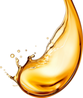 AI generated golden yellow splash oil isolated for cosmetic product. png