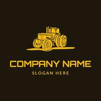 Farm logo. Template with farm landscape. Vector illustration.