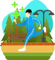 man jogging in the park flat design vector