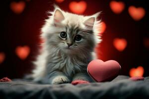 AI generated Affectionate kitty Cute kitten with a heart spreading warmth and joy AI Generated photo