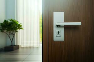 AI generated Modern white door interior enhanced by a sleek door handle photo