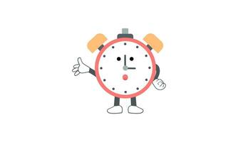 Alarmclock character retro classic cartoon style logo vector