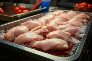 AI generated Poultry processing Stages of chicken meat production AI Generated photo