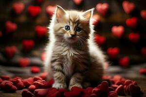 AI generated Affectionate kitty Cute kitten with a heart spreading warmth and joy AI Generated photo