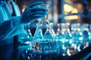 AI generated Scientific advancement Chemists utilize beakers, flasks, test tubes for analysis photo