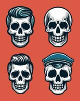 barbershop's identity with our skull head illustration logo. This edgy and stylish design merges the bold aesthetics of a skull with a unique barbershop charm, creating a distinctive brand mark. vector