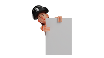 3D illustration. Teacher 3D Cartoon Character. The teacher stands behind a white board. Volunteer who will explain the lessons to the children. The teacher wears a pirate outfit. 3D cartoon character png