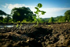 ai generado verde iniciativa nuevo árbol plantado como parte de el lucha en contra clima cambio ai generado foto