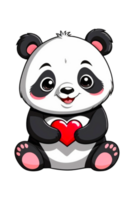 ai gerado panda fofa com amor coração ilustração png