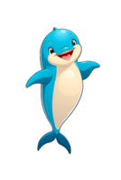 AI generated Cute cartoon dolphin illustration png