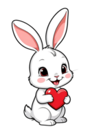 AI generated Rabbit cute with love heart illustration png