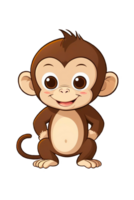 ai gerado fofa macaco desenho animado ilustração png