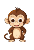 ai généré mignonne singe dessin animé illustration png