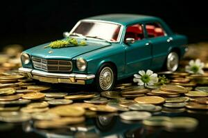 AI generated A car and money in harmony representing financial achievements and mobility AI Generated photo