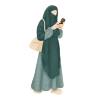 Muslimah Niqabis with Handphone png