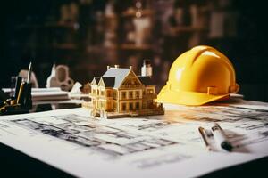 AI generated Selective focus on architect and engineer, planning construction project with vintage color photo