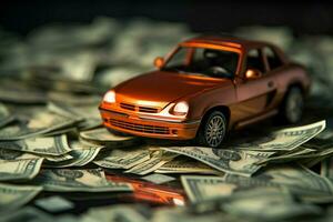 AI generated Car and money symbolizing financial accomplishments and prosperity AI Generated photo