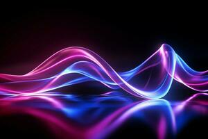 AI generated Abstract wave tech background, vibrant blue and pink light illumination photo