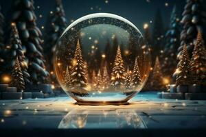 AI generated Festive 3D circle A frame background for celebrating the beauty of Christmas and New Year AI Generated photo