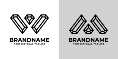 Letter M and W Diamond Logo Set, suitable for business related to Diamond with M or W initial vector