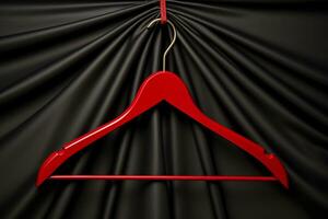 AI generated Classic black hanger red price tag on smooth, wavy cloth photo