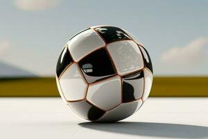 AI generated Soccer ball on a radiant light background evoking energy and excitement AI Generated photo