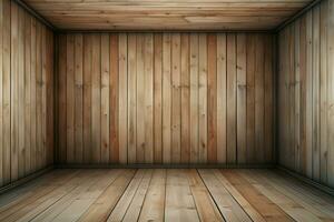 AI generated Serene emptiness the interior of a silent and spacious wooden room photo