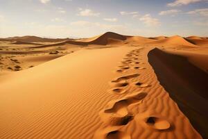 AI generated Sand dune canvas natural footprints create an organic artwork photo